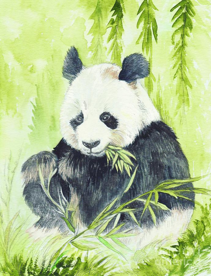 690x900 Panda Painting - Panda Watercolor Painting