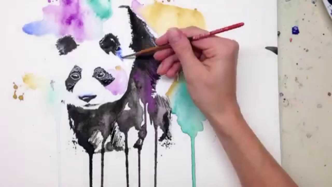 1280x720 Time Lapse - Panda Watercolor Painting