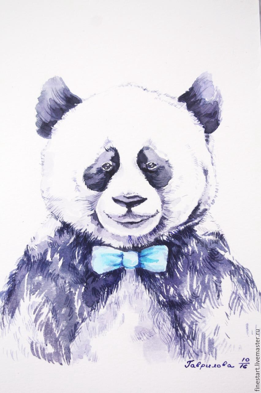 852x1280 Watercolor Bear Panda Bear Shop Online On Livemaster - Panda Watercolor Painting