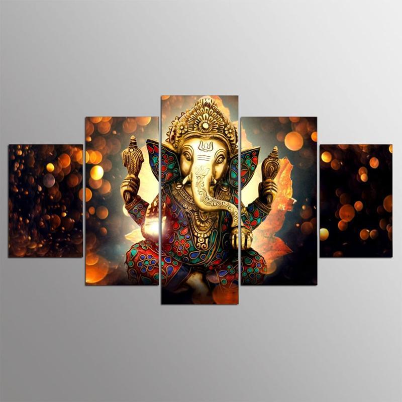 800x800 Ganesha 5 Panel Painting - Panel Painting