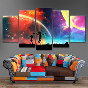 300x300 Rick And Morty, 5 Panel Canvas Hd Prints Painting Wall Art Home - Panel Painting