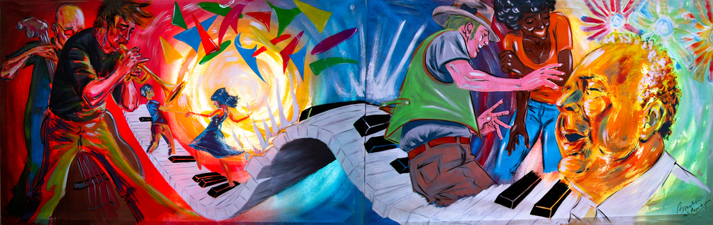 1024x324 Panoramic Painting Fiesta Major Gracia 2011 Street - Panoramic Painting