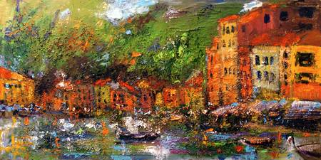 450x225 Stunning Panoramic Paintings Of Italy Artwork For Sale On Fine - Panoramic Painting