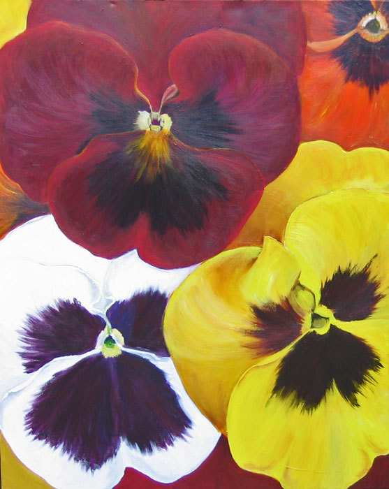 557x700 Large Flower Painting, Pansies Original Acrylic Painting - Pansy Flower Painting