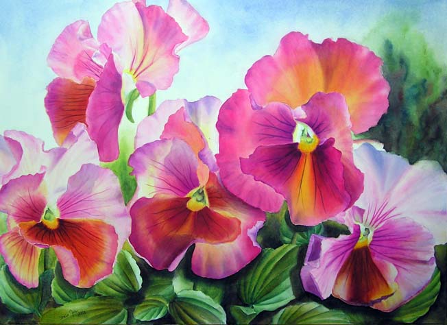 652x474 Pansies, Pansies, Pansies Watercolor Amp Oil Paintings Of Roses - Pansy Flower Painting