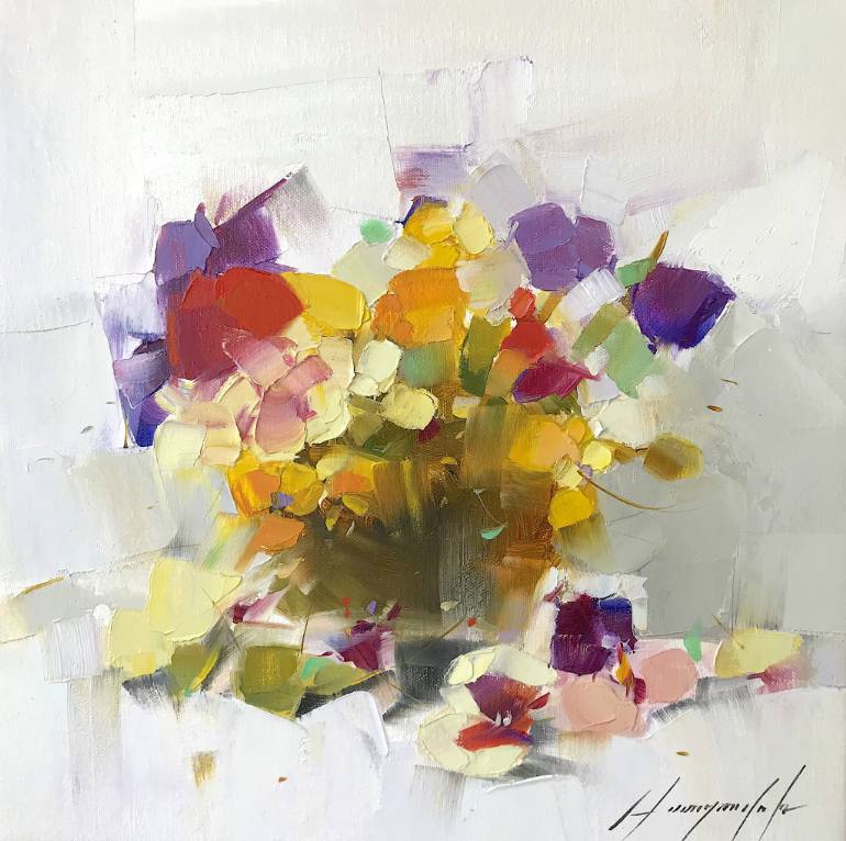 770x766 Saatchi Art Pansies, Flowers Oil Painting Painting By Vahe Yeremyan - Pansy Flower Painting