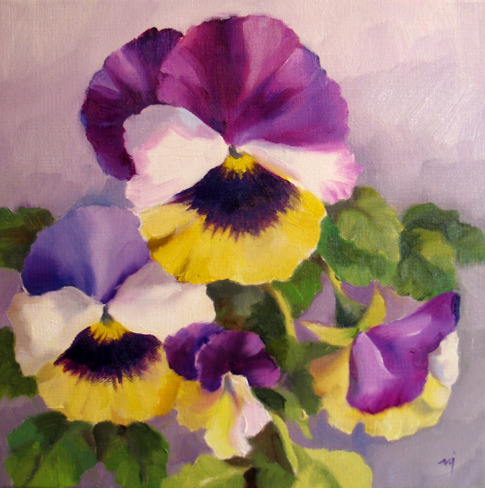 1588x1600 Nel's Everyday Painting Simple Pansies - Pansy Painting