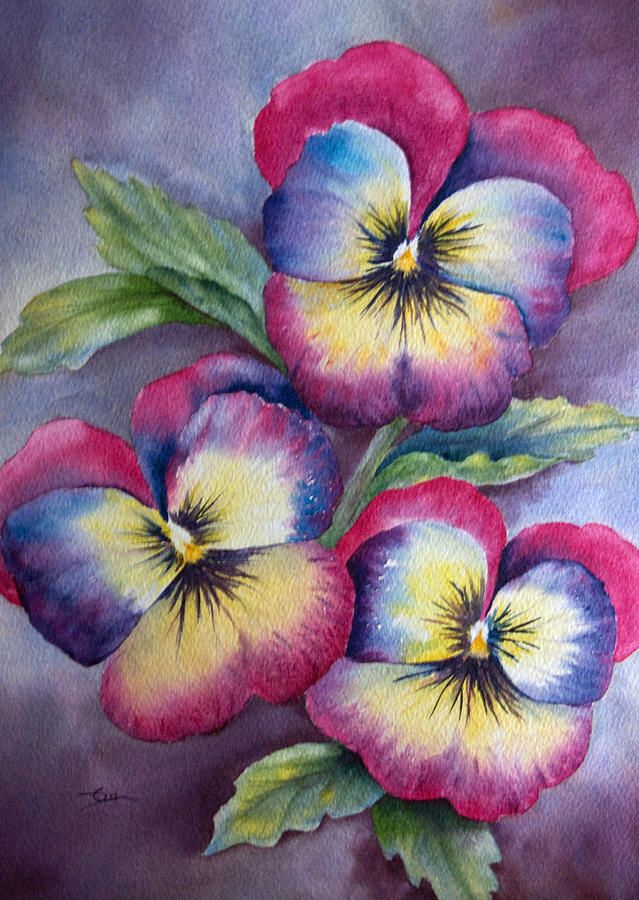 639x900 Pansies Painting By Dee Carpenter - Pansy Painting