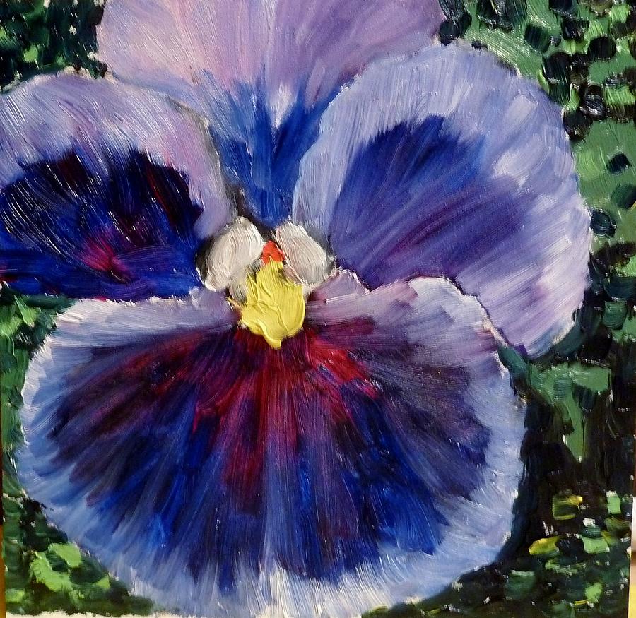 900x875 Purple Pansy Painting By Diane Elgin - Pansy Painting