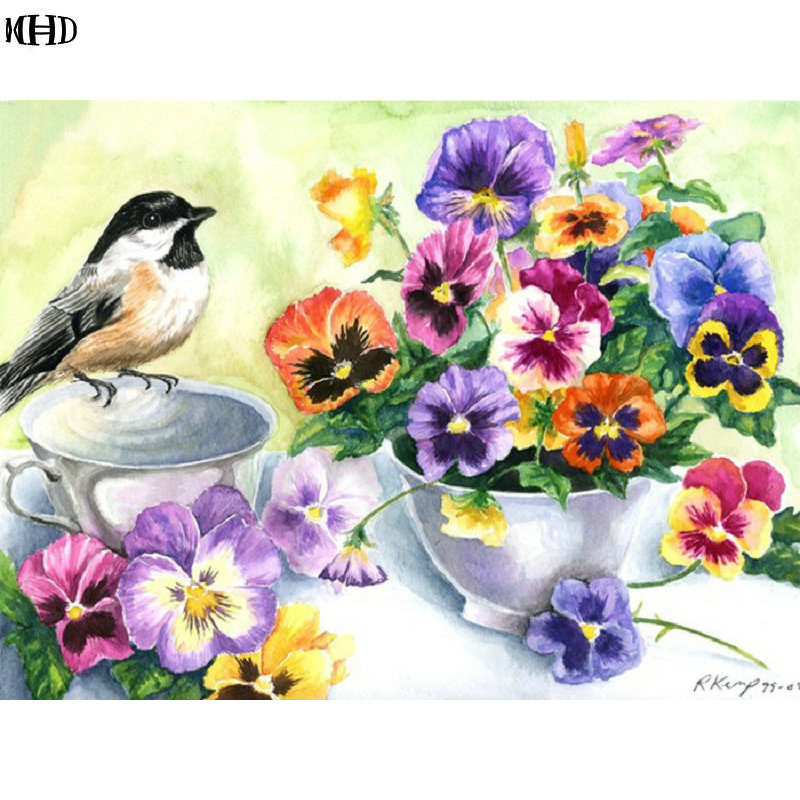 800x800 Mhd Diy Square Diamond Painting Cross Stitch Kit Flowers Diamond - Pansy Painting