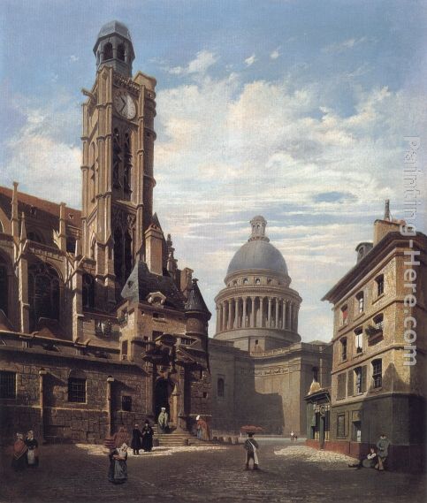 483x569 Jules Dupre A View Of The Pantheon And The Church Of Painting - Pantheon Painting