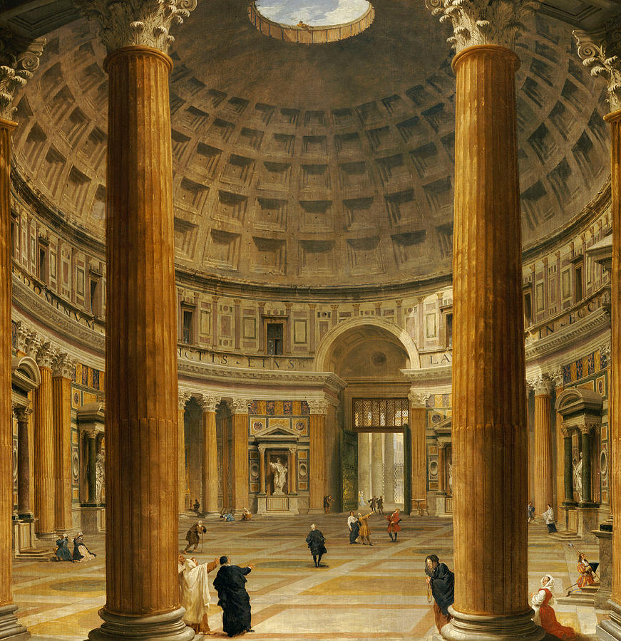 871x900 The Interior Of The Pantheon Painting By Giovanni Paolo Panini - Pantheon Painting