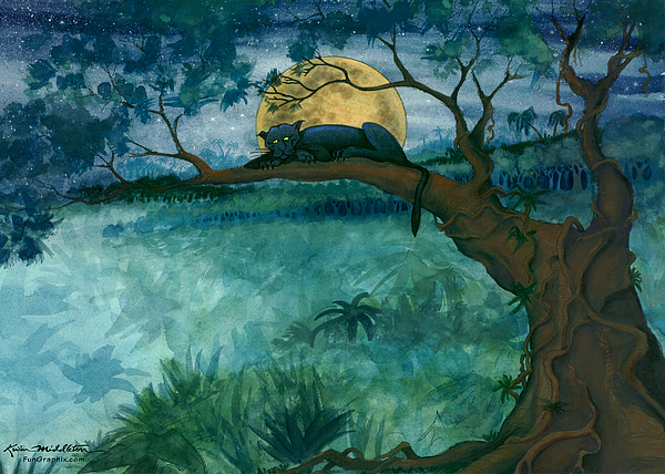 600x428 Jungle Panther Painting By Kevin Middleton - Panther Painting