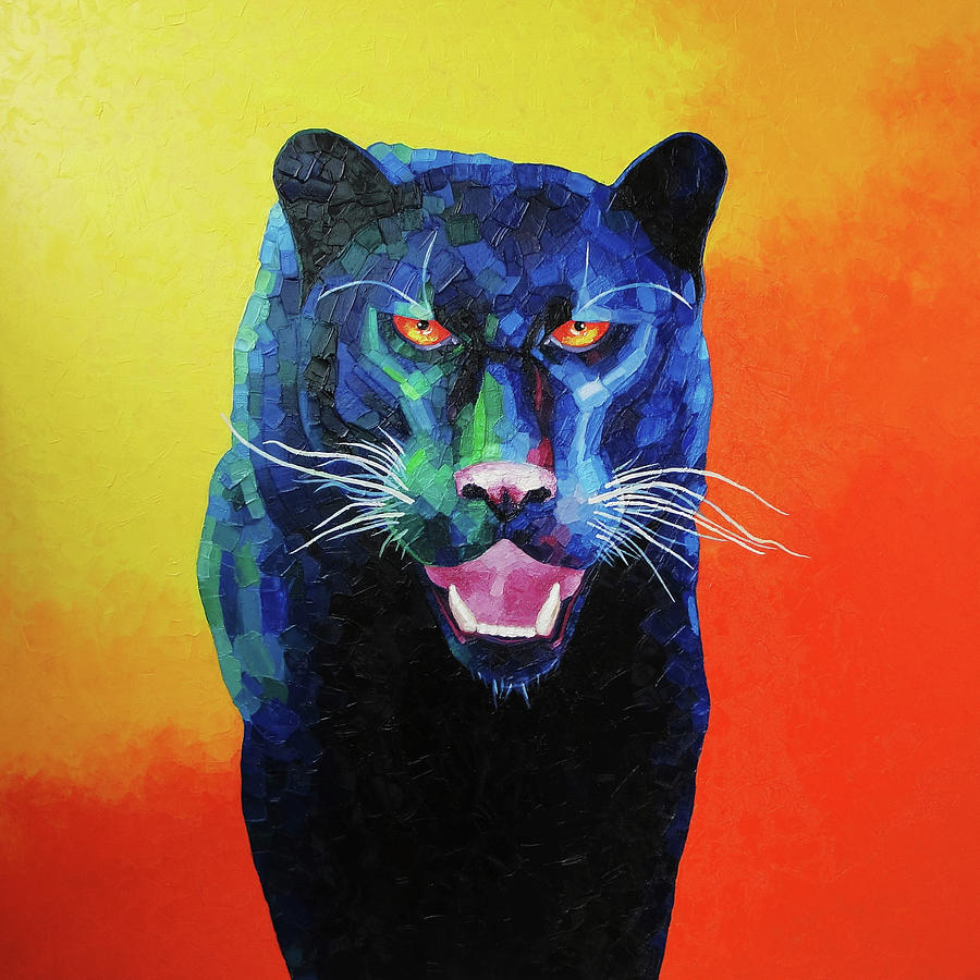 900x900 Panther Painting By Iulia Ciobotaru - Panther Painting