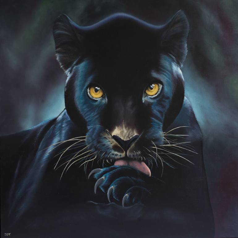 770x770 Saatchi Art Black Panther Painting By Susan Taylor - Panther Painting