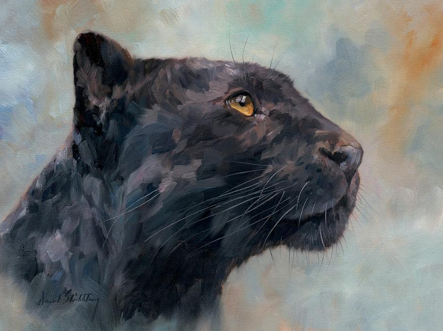 900x672 Black Panther Painting By David Stribbling - Panther Painting