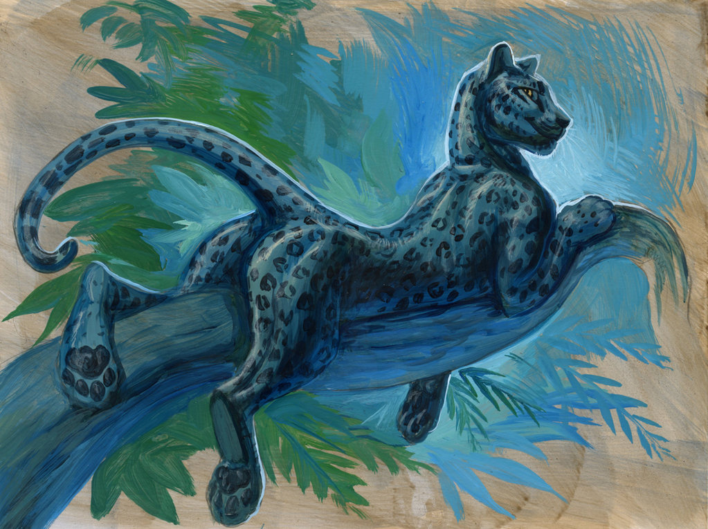 1023x765 Black Panther By Hibbary - Panther Painting