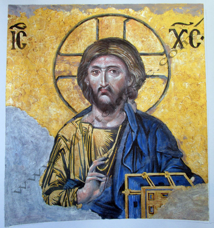 750x801 Reproductions Deesis Mosaic, Hagia Sophia, Istanbul - Pantocrator Painting