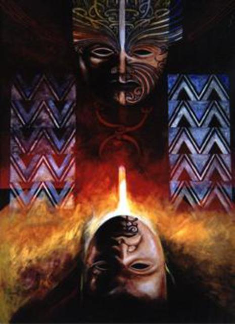 465x640 Phil Mokaraka Berry Artwork Rangi And Papa Original Painting - Papa Painting