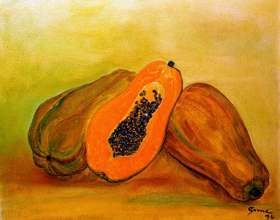 900x708 Ripe Papaya Painting By Veronica Zimmerman - Papaya Painting