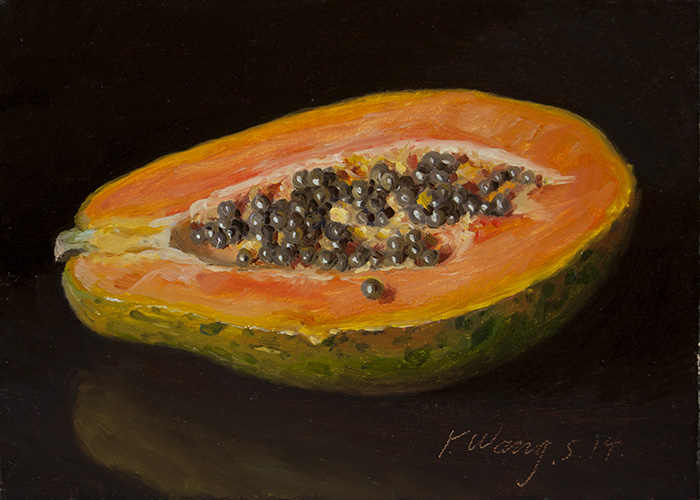 700x500 Wang Fine Art Papaya Half Daily Painting - Papaya Painting