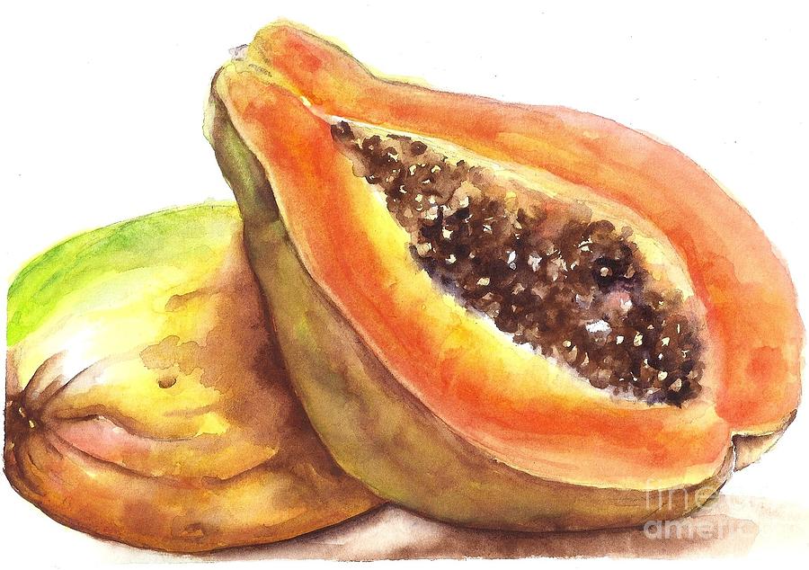 900x634 Papaya Painting By Elizabeth York - Papaya Painting