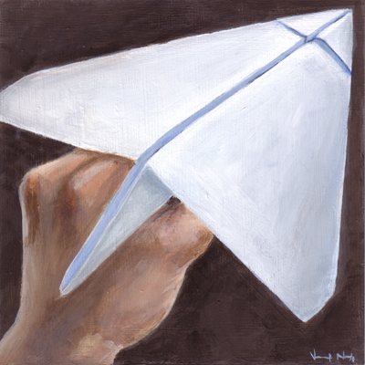 400x400 Paper Airplane - Paper Airplane Painting