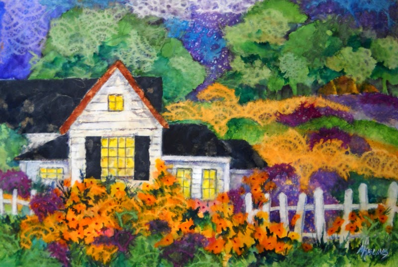 800x537 Martha Kisling Art With Heart Watercolor And Rice Paper Collage - Paper Collage Painting