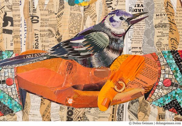 600x417 Father Nature Paper Collage Art Dolan Geiman - Paper Collage Painting