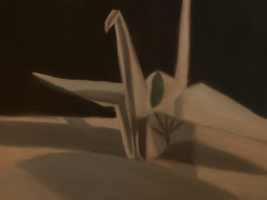 1024x768 Painting Of A Paper Crane By Atlas 1l - Paper Crane Painting