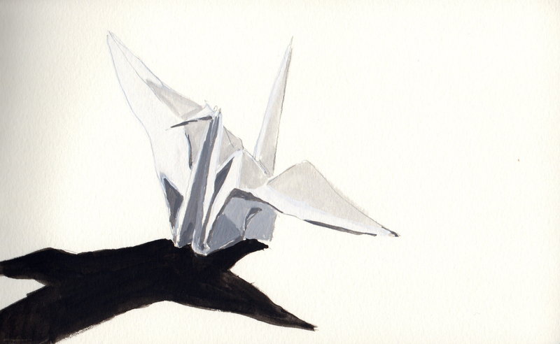 800x492 Paper Crane By Ohlyvya - Paper Crane Painting