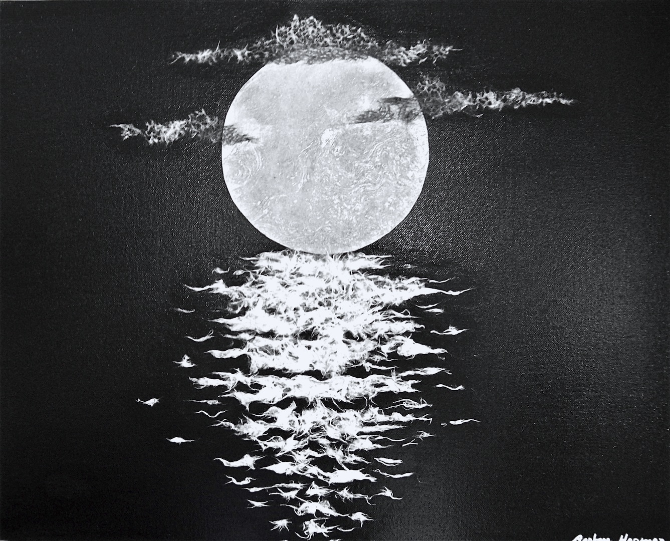 1337x1080 Pictures Painting On Black Paper, - Paper Moon Painting