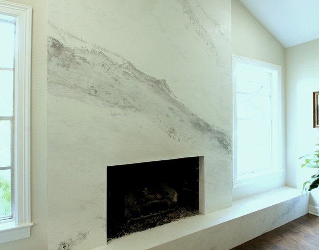 640x502 Venetian Plaster Fireplace Created To Imitate Calacutta Gold - Paper Moon Painting