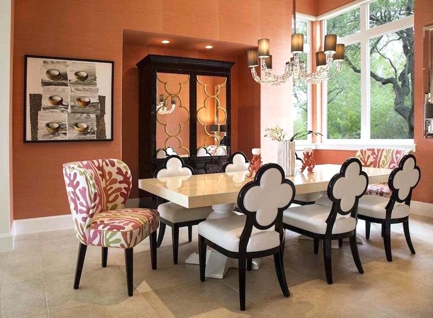 850x624 Wallpaper Installers Near Me Dining Room Orange Installed By Paper - Paper Moon Painting