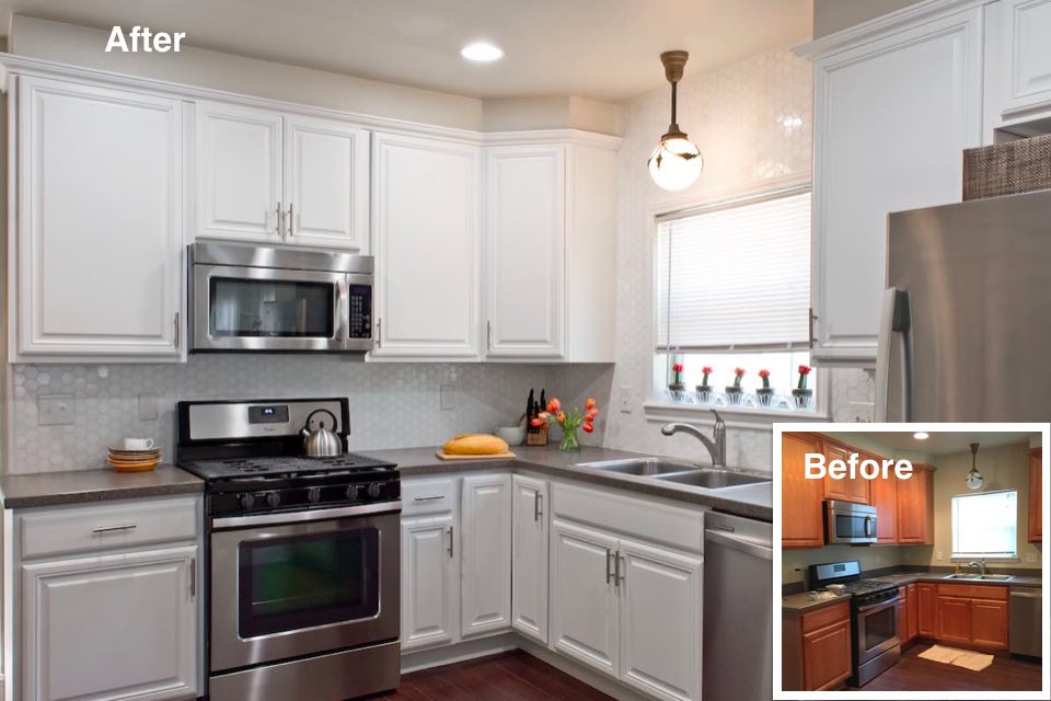 960x640 White Cabinets Refinished By Paper Moon Painting - Paper Moon Painting