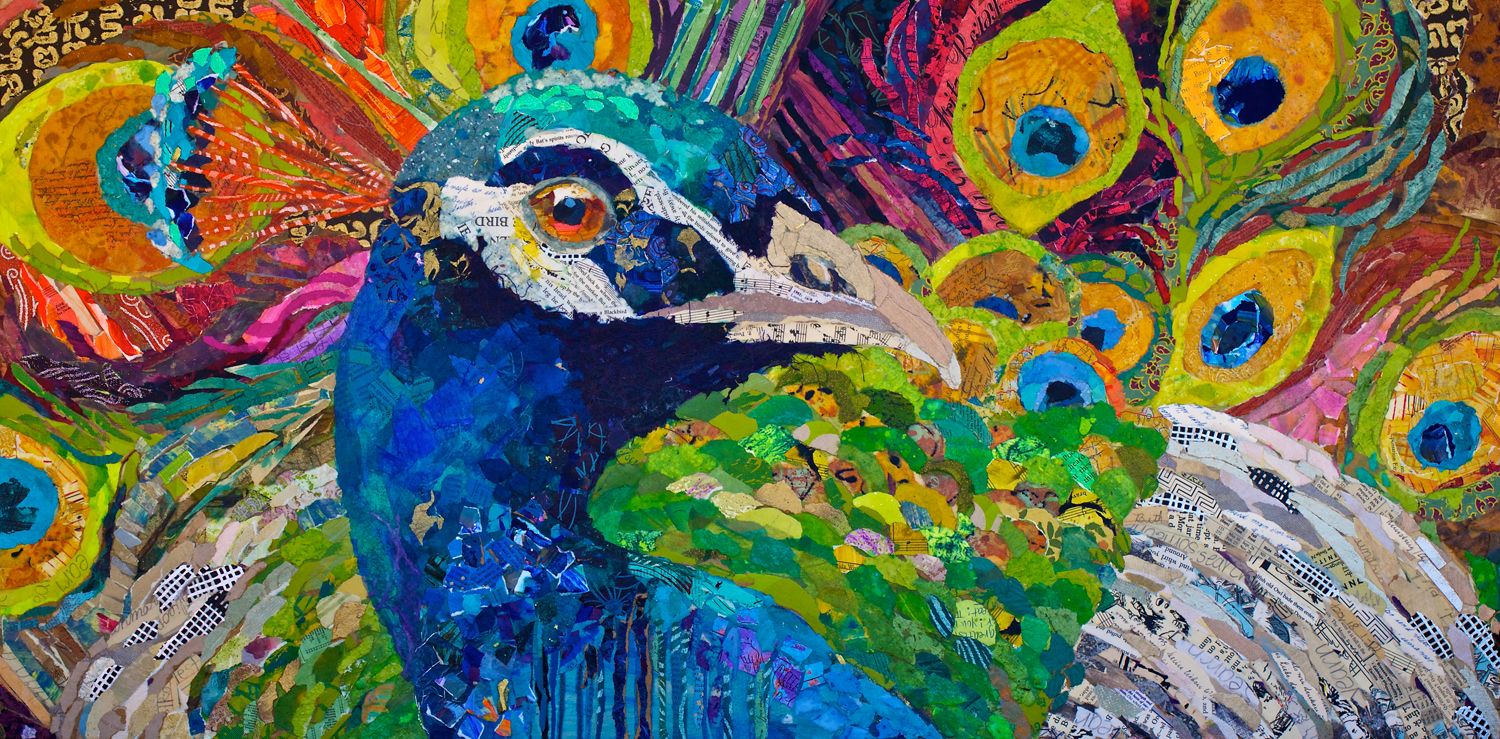 1500x739 Paper Painting Peacock Special Art Medium Of Elizabeth St - Paper Painting
