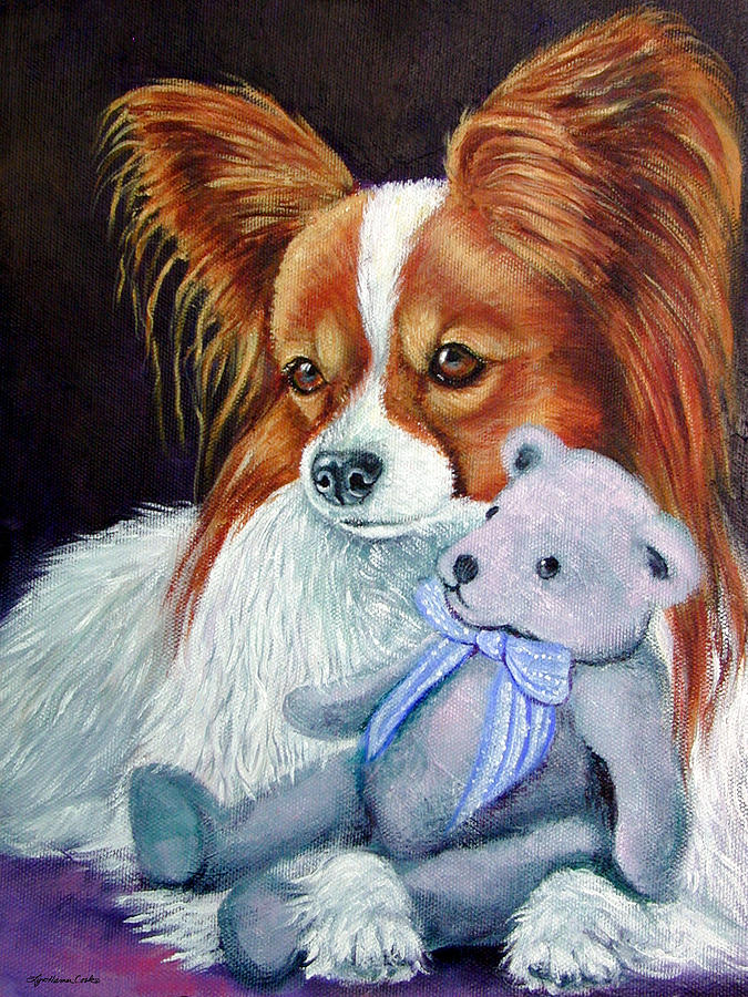 675x900 My Blue Teddy - Papillon Painting