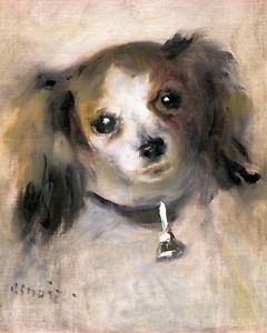 240x300 Papillon Dog Cute Renoir Oil Painting Art Real Canvas Print - Papillon Painting