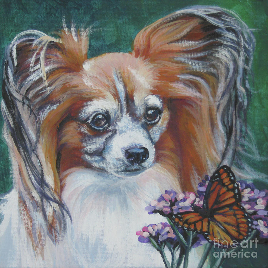900x900 Papillon With Monarch Painting By Lee Ann Shepard - Papillon Painting