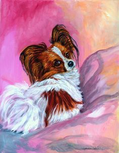 236x303 Papillon Painting. Mine Tilts His Head When He Listens To Me Too - Papillon Painting