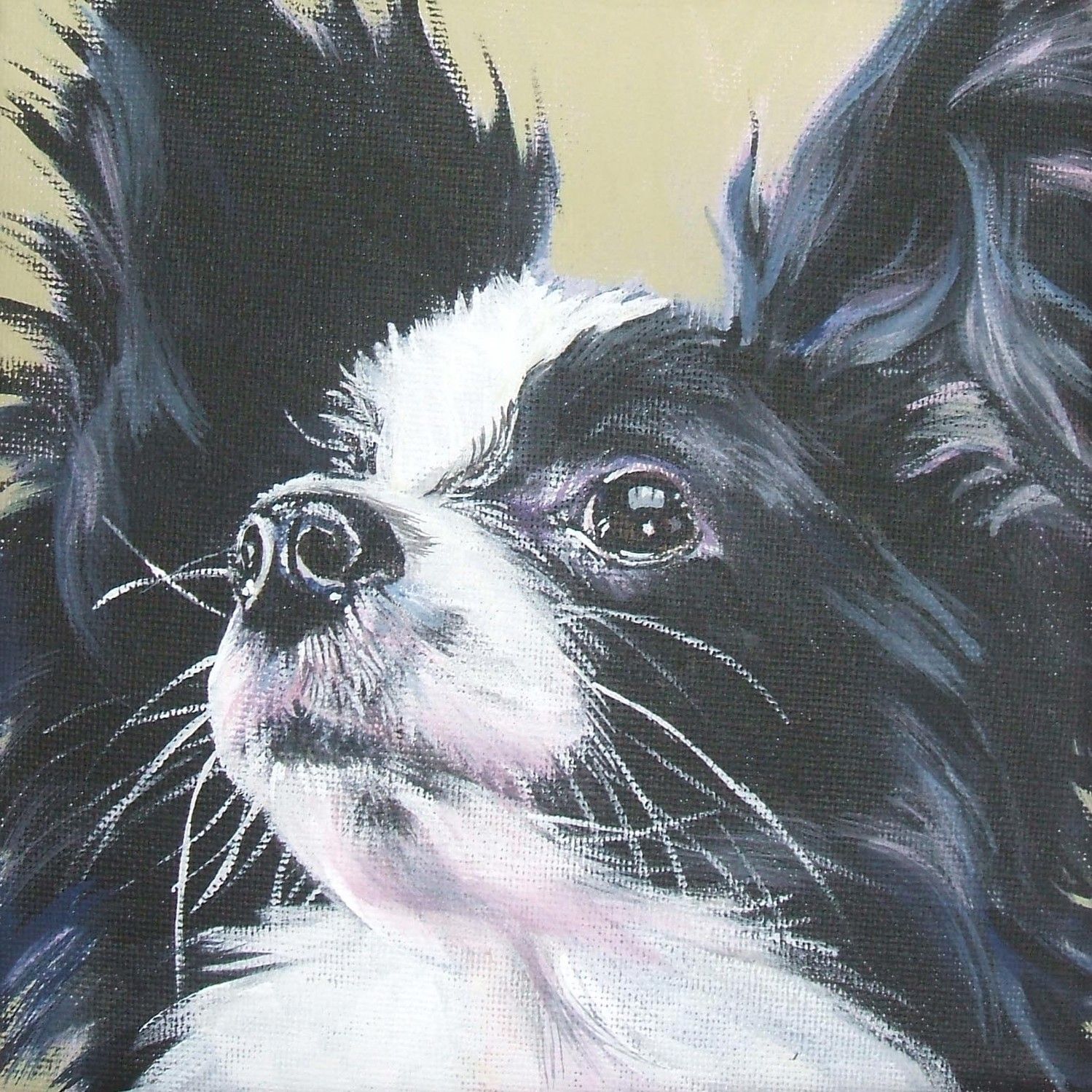 1499x1499 Papillon Portrait Art Canvas Print Of A Painting By La Shepard - Papillon Painting