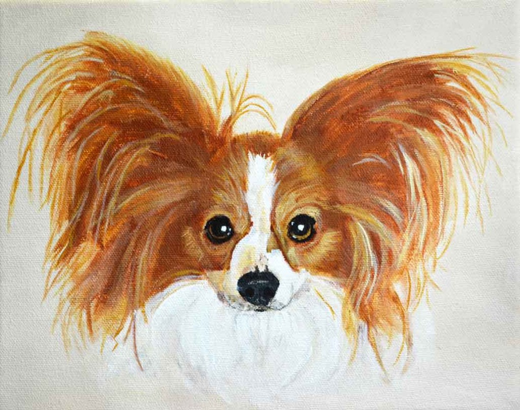 1024x807 Pretty Perky Papillon Pet Portrait - Papillon Painting