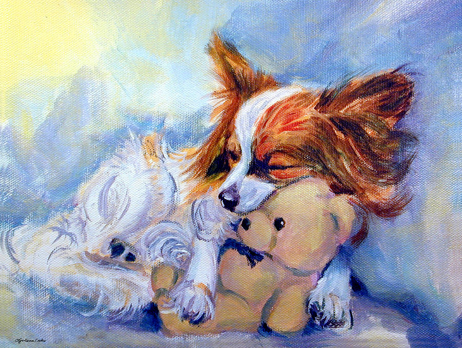 900x678 Teddy Hugs - Papillon Painting