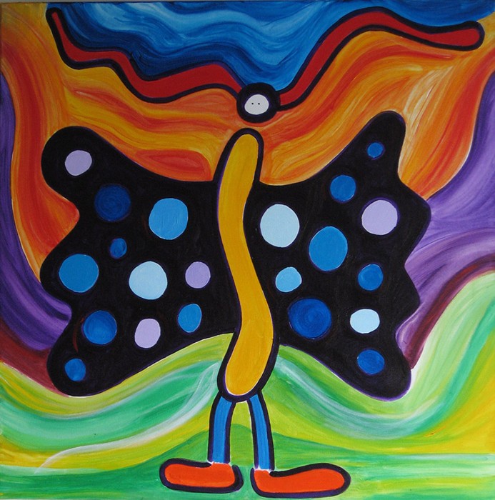 693x700 Butterfly Papillon Painting For Sale By Nathalie Gribinski - Papillon Painting