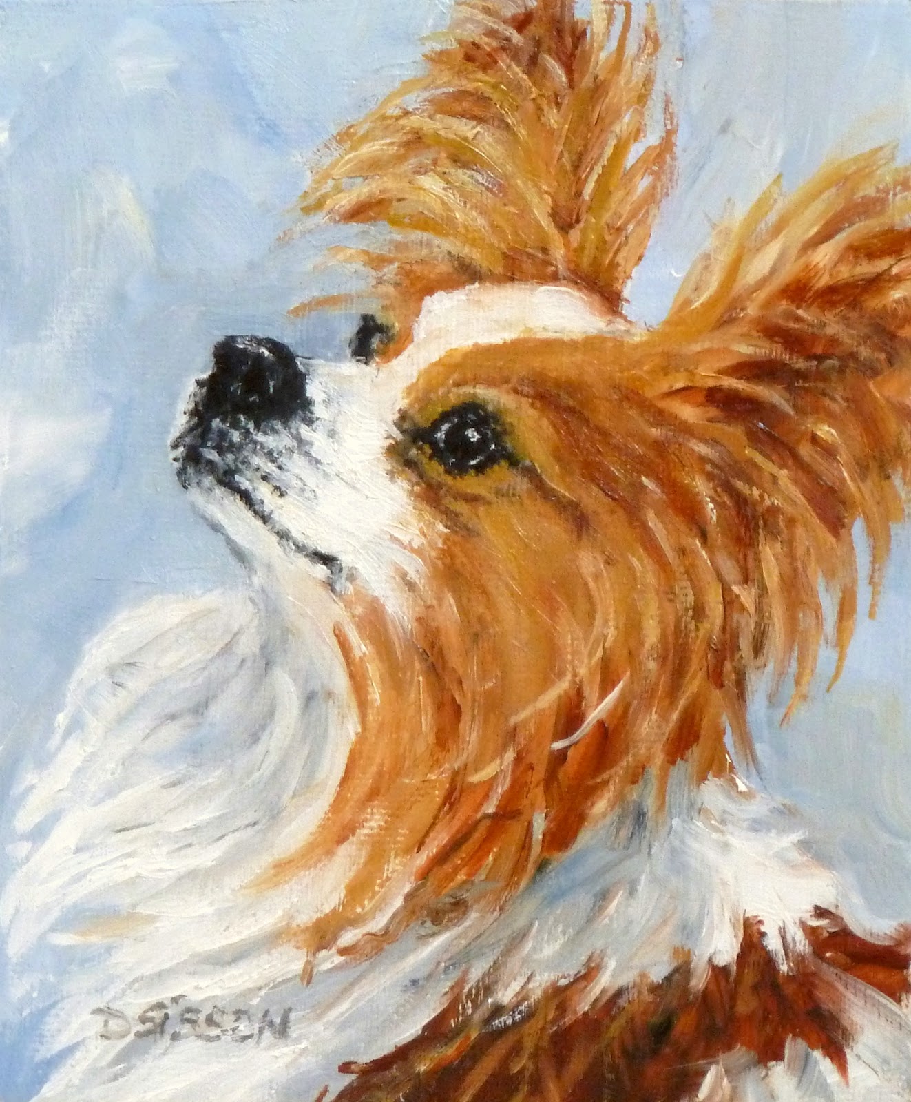 1323x1600 Daily Painting Projects Papillon Portrait Oil Painting Dog Art - Papillon Painting