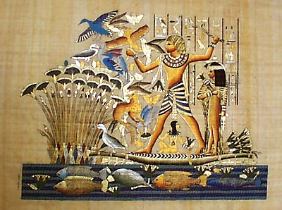400x298 King Tut Amp Queen Hunting 16x24 Papyrus Painting - Papyrus Painting