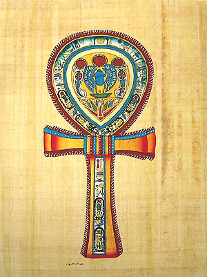 300x401 Ankh With Symbols, 16x12 Papyrus Painting - Papyrus Painting