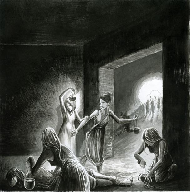 609x617 Parable Of The Ten Virgins Kmov Studios - Parable Of The Ten Virgins Painting