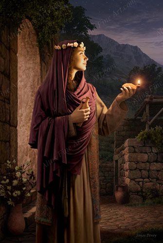 335x500 The Wise Virgin With Her Lamp Trimmed And Oil Ready - Parable Of The Ten Virgins Painting