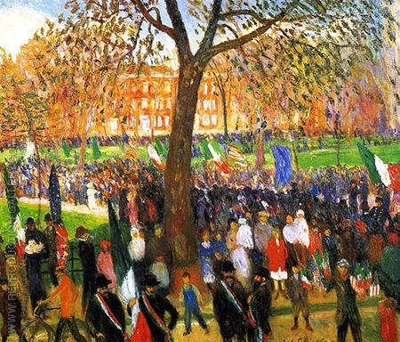 450x384 Parade Washington Square 1912 By William Glackens - Parade Painting